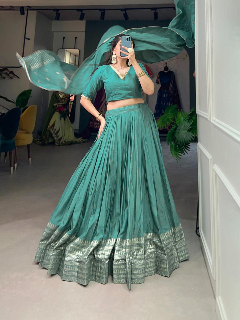 Teal Printed lehenga choli market